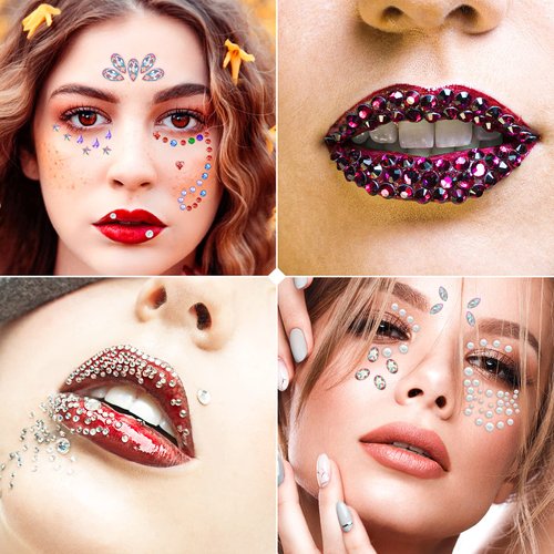 Smallbudi 15 Sheets Face Gems Jewels Stick on Eye Body, Self Adhesive Rhinestones Stickers Rainbow Crystal Face Gems Jewels for Decorations Crafts Nail Makeup in 3 Size 15 Colors