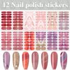 WOKOTO 12 Sheets Red Pink Color Gel Nail Polish Strips Gradient Nail Stickers Full Nail Wraps with Nail File Stick On Nails Gel Stickers Wraps for Nail Art Wraps Nail Polish Stickers for Women
