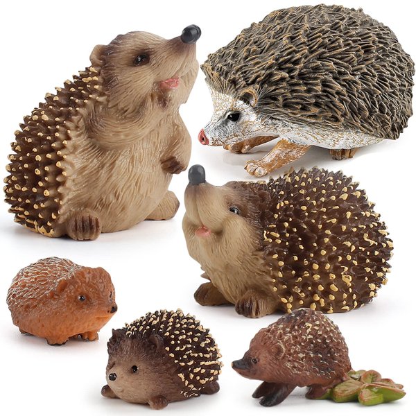 WONWONTOYS Realastic Big Wild Animal Hedgehog Figurines Toy Palyset Hedgehog Figurines Garden Statues Jungle Forest Jumbo Zoo Animals Toy Figures for Kids 6 PCS