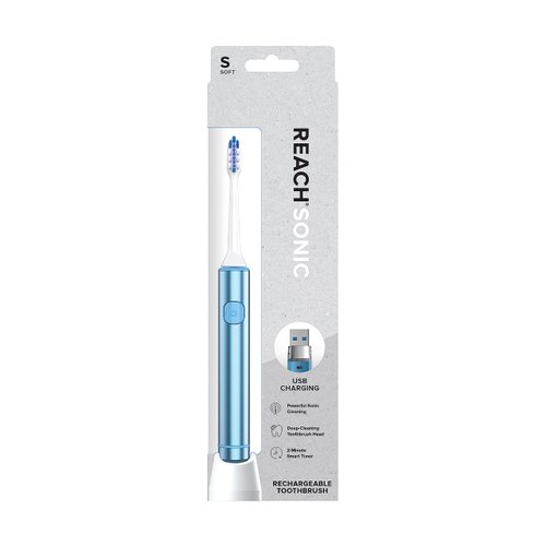 Reach Sonic USB Electric Toothbrush, Soft, Includes Toothbrush Handle, Brush Head, Toothbrush Cap, Travel Case and Toothbrush Stand