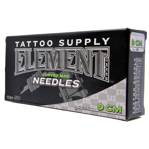 ELEMENT TATTOO SUPPLY - Tattoo Needles - Long Bar - Curved Mag - Magnum - Box of 50 - Long Taper - Box of 50 Pins 9CM