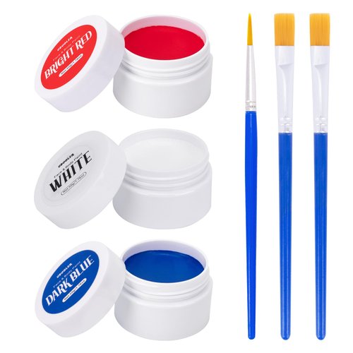 Red White and Blue Face Paint-USA American Flag Patriotic Stripe Fan Face Body Paint,Independence Day Face Painting Kit for Sports Makeup,4th of July 3 Colors Paint Set for Baseball Softball Players