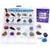 DANCING BEAR -15 Pc Rock & Mineral Collection with Collector Box/Display Case, ID Sheet, Rock Book, Magnifying Glass, Beginner Starter Set, Kids' Gemstone Crystal Kit, STEM Geology Science Education
