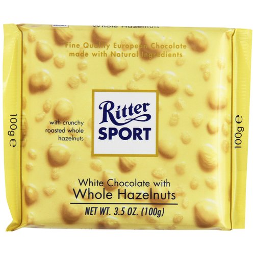 Ritter Sport White Chocolate with Whole Hazelnuts, 3.5 Ounce (Pack of 10)