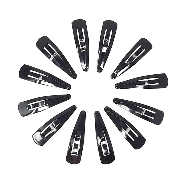 Generic Hair Clips For Kids And Women, 12 Pieces, 2.3 Inches, Fancy Hair Tic Tacs (Black)