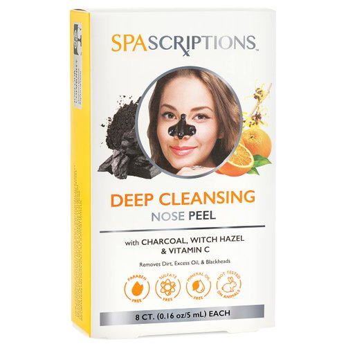 SpaScriptions Deep Cleansing Nose Peel - Charcoal, Witch Hazel & Vitamin C - Not a Rough Strip, Custom Sizing with soft Peel Cleansing - Applicator included
