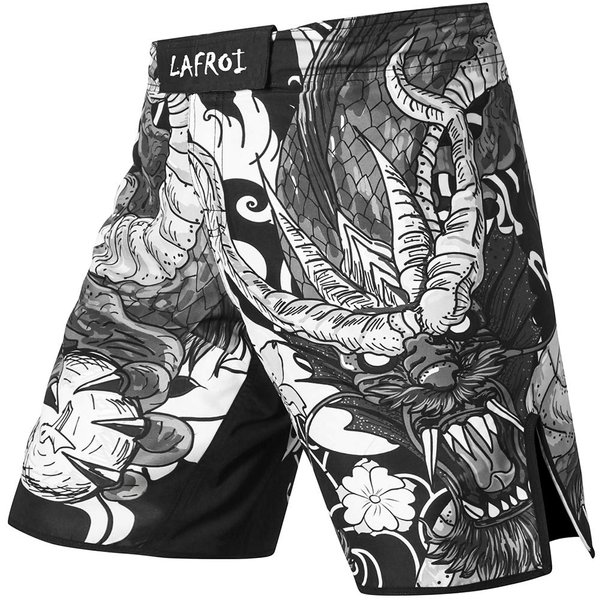 LAFROI Mens MMA Cross Training Boxing Shorts Trunks Fight Wear with Drawstring and Pocket-QJK01(Dragon,XL)