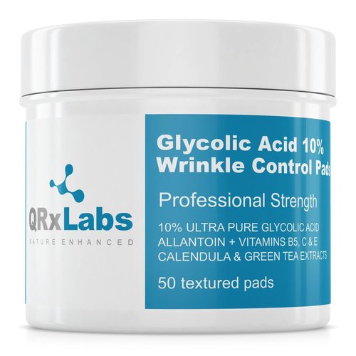 Glycolic Acid 10% Wrinkle Control Pads for Face &amp; Body - 10% Ultra Pure Glycolic Acid, Allantoin,...