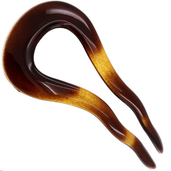 Camila Paris CP2639 French Twist Stick Clip Pins, Tortoise Shell, Wavy Hair Pin U-Shaped Hair Fork for Girls Spiral Updo Chignon Bun Holder, Flexible Styling Hair Accessories for Women, Made in France