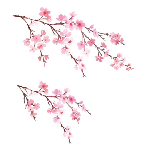 DECOWALL DS6-1903 Watercolor Cherry Blossoms Kids Wall Stickers Wall Decals Peel and Stick Removable Wall Stickers for Kids Nursery Bedroom Living Room décor