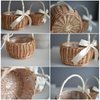 ASSR 2PCS Wedding Flower Girl Basket Set,Wicker Rattan Flower Basket with Handle,Petal Basket Candy Storage Basket ,Rattan Box Home Decoration,White,5.9x7.5 in(210209HT07-12#WSW98)