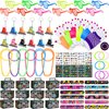 Winrayk 84Pcs 80s 90s Party Favors Birthday Supplies Shutter Glasses Gift Box Glove Necklace Hair Tie Glow Sticker Slap Bracelet Keychain Adult Teen Kid Retro Hip Hop 80s 90s Party Supplies Decoration