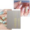 6 Sheets Metallic Nail Art Stickers Gold Silver French Nail Decals Nail Art Supplies 3D Metal Curve Stripe Wave Lines Nail Design French Nail Stickers for Women Acrylic Nails Decoration Accessories