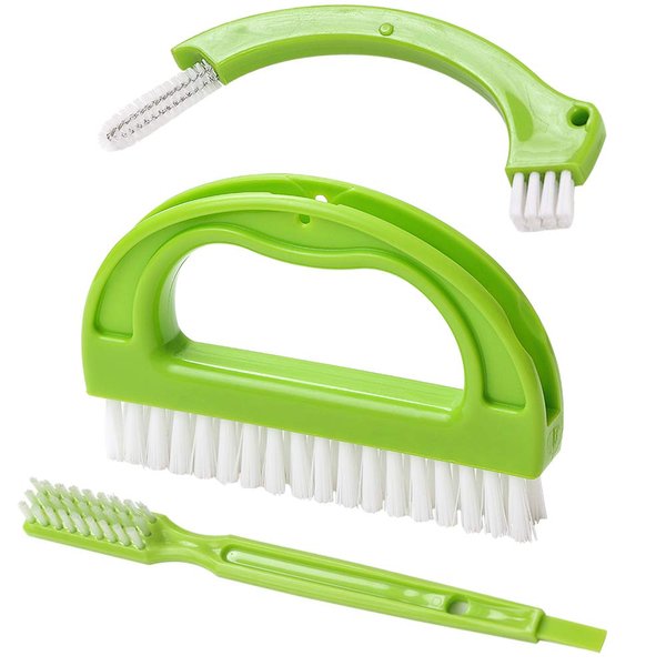 Living&Giving Grout Brush, (3 in 1) Grout Cleaner Brush, Tile Joint Scrub Brush with Handle, Stiff Cleaning Brush for All of The Household Such as Shower,Bathroom, Kitch, Seams, Floor Lines