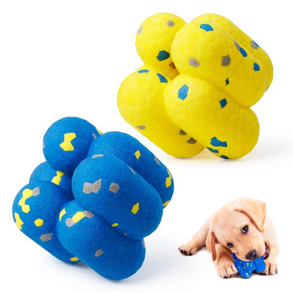 Upgrade Undirected Dog Balls for Aggressive Chewers, Indestructible Tennis Balls for Dogs, Durable Bouncy Dog Toy Balls, Interactive Dog Toys for Fetch Game, Lightweight Floating Dog Toys (2 Pcs)