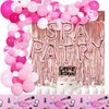 Spa Party Decorations Make Up Cake Cupcake Topper Balloons Arch Kit Pink Tablecloth Fringe Curtains for Girls Spa Party/MakeUp/Salon Theme Birthday Party Supplies Decorations