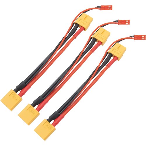 3Pcs HIRCQOO 1Female XT60 Plug to Male XT60+JST, 14AWG Soft Silicone Parallel 3.94" Y Splitter Harness Cable Adapter 1Female to 2 Male for RC Car Truck Boat Quadcopter Airplanes Lipo Battery
