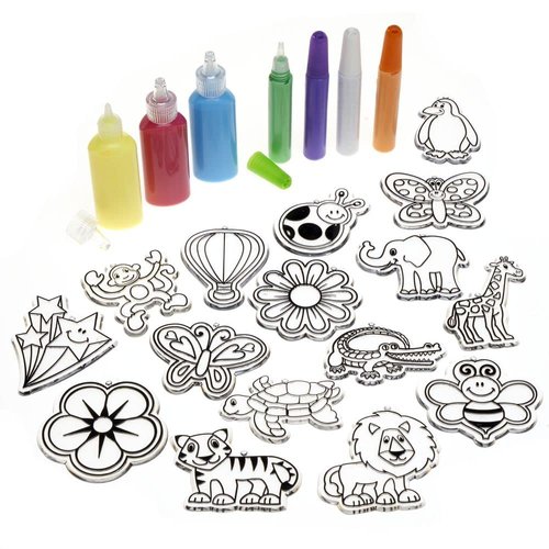 Colorations Create Your Own Suncatcher Window Art, Set of 16, Includes Paint, Assorted Colors, Arts and Crafts for Kids, Classroom, Art for Kids