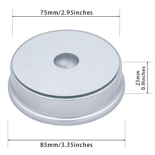 PHOSOK LED Silver Display Base- Crystal Glass Art Statue Merchandise Display Stand- Multicolor Changing Light Display Stand Powered by 3 AAA Batteries （Pack of 2）