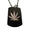 Novelty Weed POT Ganja Marijuana Leaf Logo - Military Dog Tag Luggage Tag Key Chain Metal Chain Necklace