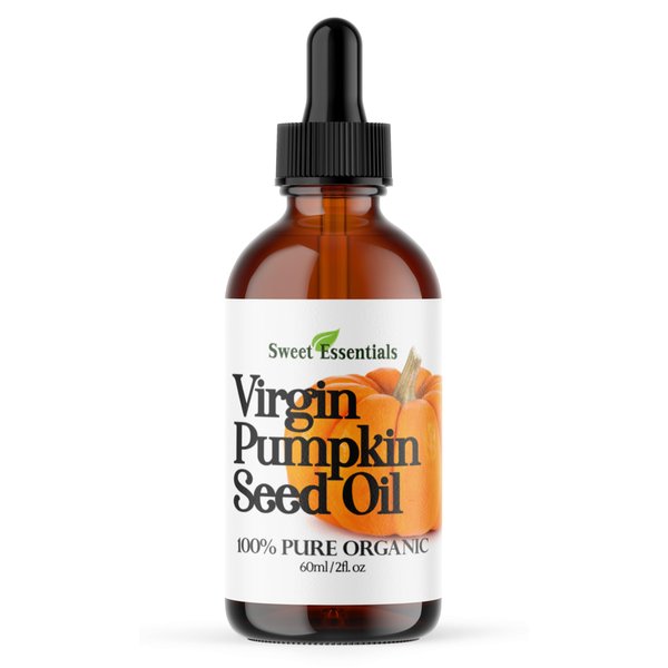 Sweet Essentials Organic Virgin Pumpkin Seed Oil | Imported From Austria | Various Sizes | 100% Pure| Unrefined | Cold-Pressed | Natural Moisturizer for Skin, Hair & Face (2 fl oz Glass)