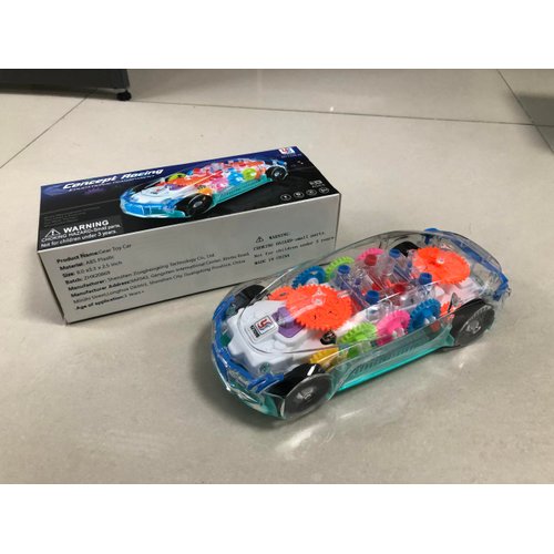 ZHFUYS Light Up Transparent Car Toy for Kids, Sensory Toys for Kid, Toy Car with Colorful Moving Gears, Fun Educational Toy for Toddlers, Birthday Gifts Idea for Kids