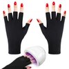 Gjinxi Gloves for Gel Nails, Thickened UV Gloves for Nails, UPF 50+ Anti UV Gloves for Gel Nail Lamp, Professional UV Gloves for Nail Techs, Fingerless Gloves for Women Gel Manicures Anti UV Light