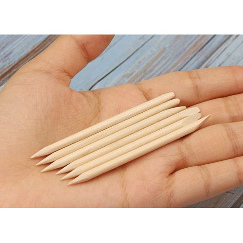 Mini Skater 2.9inch Small Orange Wood Nails Sticks Smooth No Splinters Nail Polish Cuticles Pusher Remover for Cleaning Manicures Pedicures Care Tools Salon & Home Used(50)