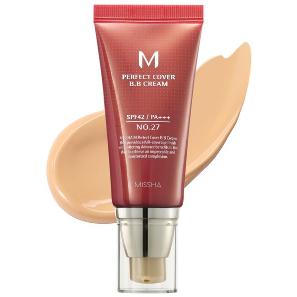 MISSHA M Perfect Cover BB Cream No.27 Honey beige for medium/tan skin SPF 42 PA +++ 1.69 Fl Oz - Tinted Moisturizer for face with SPF, Stocking Stuffers