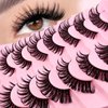 7 Pairs Manga Lashes Wet Look 20mm Flu-ffy D Curl Lashes Cat-Eye Lashes Volume Spiky Lashes Wispy Fairy Lashes Faux Mink False Eyelashes Japanese Korean Lashes(SJ01)