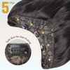 FAVE V-Shaped Clip in Extensions Synthetic Hair Extension Wavy Hair Extensions Brown Black Hair Extensions One Piece Extensions with 5 Secure Clips Vigorous Clip in Hair Extensions for Women
