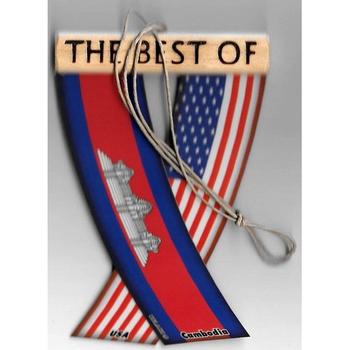 Cambodia and USA Cambodian American Asian Rearview Mirror Mini Banner Hanging Flags For The Car Unity Flagz™..