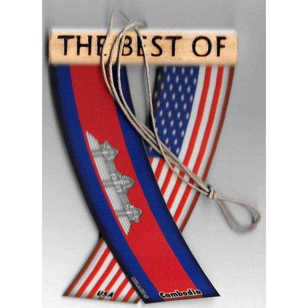 Cambodia and USA Cambodian American Asian Rearview Mirror Mini Banner Hanging Flags For The Car Unity Flagz™..