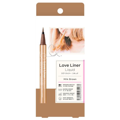MSH Love Liner Liquid Eyeliner, Waterproof & Smudge-Resistant, Quick Drying Japanese Eye Makeup w/Beauty Serum, 0.7 Oz/20g, Milk Brown