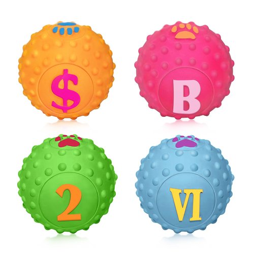 SCHITEC Squeaky Puppy Toys, 2'' Interactive Latex Squeak Dog Ball Toy, [4 Pack] Soft Rubber Bouncing Fetch Play Pet Balls for Mini Breed Small Dogs Puppies