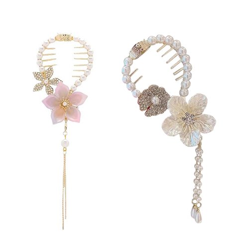 Flower Ponytail Hair Claws Clip French Style Hair Accessories Non Slip Jaw Banana Hair Clip for Women Girls Hair Barrette 2PCS