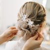 6 Pieces Pearl Hair Comb Hair Pins Pearl Rhinestones Headpiece Hair Barrettes for Women Girls Flower Crystal Headpiece Hair Accessories for Party Wedding Daily Silver Gold