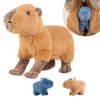 Capybara Plush with 2 Small Capybara Stuffed Animals, 3Piece Soft Capybara Stuffed Animals Zippers Playset, Capybara Mom with Babies, Unique Plushie Toys Model Dolls Collection for Kids