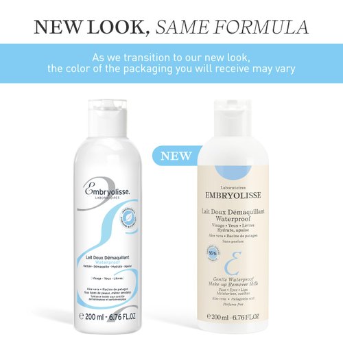 Embryolisse Gentle Waterproof Make-up Remover Lotion. Soothing & Moisturizing Facial Cleanser for All Skin Types, Including Sensitive. With Aloe Vera & Natural Ingredients, 6.76 Fl Oz