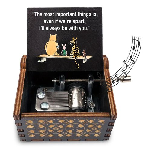 Cute Bear Best Friend Wood Music Box Gifts for Women, Friendship BBF Daughter Gifts for Christmas Birthday, I'll Aways Be with You.