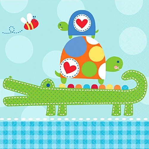 Amscan Adorable Ahoy Baby Boy Luncheon Party Napkins, 5 x 5", Blue