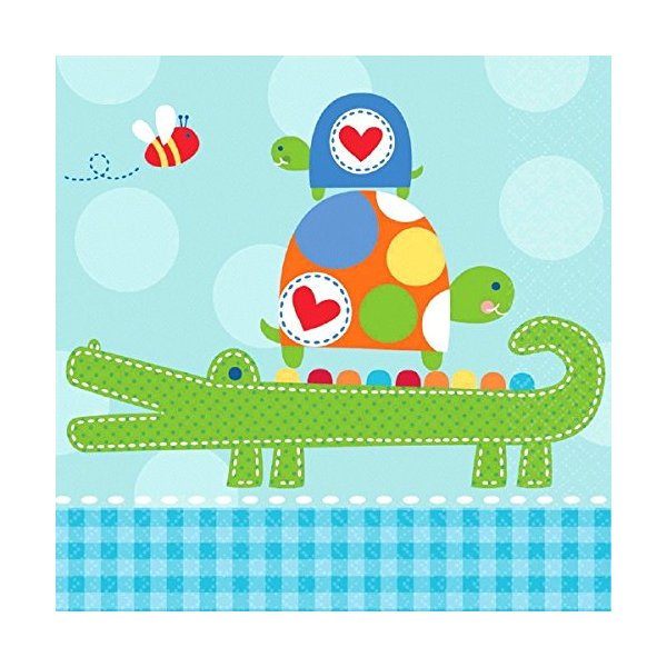 Amscan Adorable Ahoy Baby Boy Luncheon Party Napkins, 5 x 5", Blue