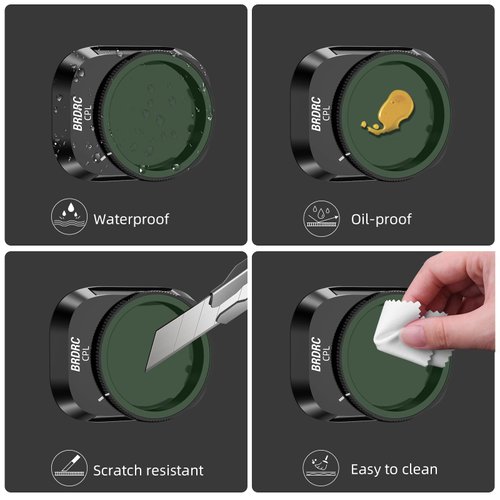 BRDRC Mini 4 Pro Filters Set Accessories, 6 Pack CPL, ND8/PL, ND16/PL, ND32/PL, ND64/PL, ND128/PL Neutral Density Filter Compatible with DJI Mini 4 Pro Drone Lens Accessory(Aluminum Alloy Frame)