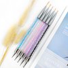 BlingKingdom 5pcs Thin Nail Art Liner Brushes French Tip Brush Manicure Drill Drawing Nail Brush Pen Double Ended Dotting Tools Set Nail Dotting Pull Line Painting Drawing Pen For DIY Nail Art Designs