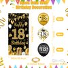 18th Birthday Party Decorations for Boys and Girls Black Gold Happy 18th Birthday Door Cover Banner with 18pcs 18th Birthday Black and Gold Balloons for 18th Birthday Anniversary Party Decor Supplies
