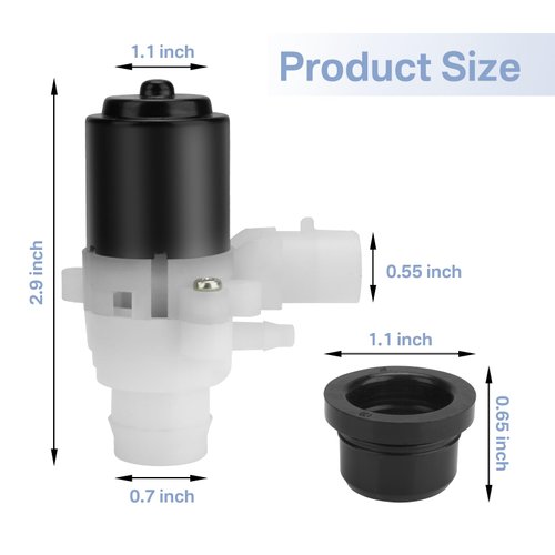 Showingo Truck Windshield Wiper Washer Fluid Pump 104307 HLK7046 104252 Replacement for Kenworth T680 T880 Peterbilt 320 330 335 340 357 362 365 367 378 382 384 385 386 387 388 389 579 （1 PC）