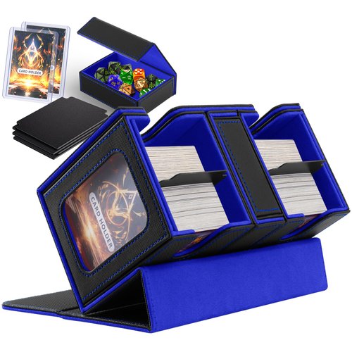 Kitoyz Deck Box with Commander Display,3-in-1 Card Storage Box Fits 200+ Single Sleeved Cards,Card Deck Case for Game Cards,Sports Cards with 4 Dividers,2 Toploaders