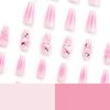 RTKHFZE Press on Nails Long,Square Fake Nails Nude Pink Full Cover False Nails with Cute Three-Dimensional Water Ripples and Bow Designs Acrylic Nails 24Pcs Nails Press ons for Women Manicure