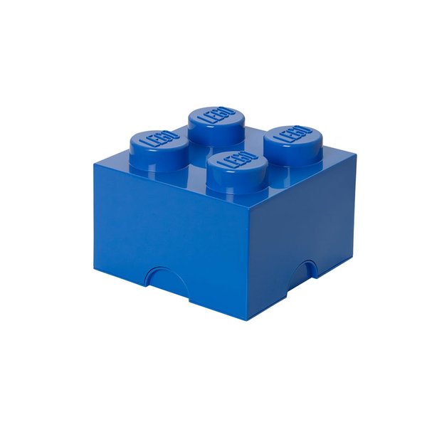 LEGO Storage Brick 4 Knobs Blue - Stackable Plastic Storage Box with Lid for Kids and Adults Ideal Desk Organizer and Toy Box - 5.6L Capacity