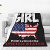 American Girl Throw Blanket Just A Girl Who Loves United States Decor Blanket Super Cozy Plush Lightweight Soft Plush Flannel Fleece Blanket Gifts for Girls Boys Kids Women for Sofa Bed Couch 40"X50"
